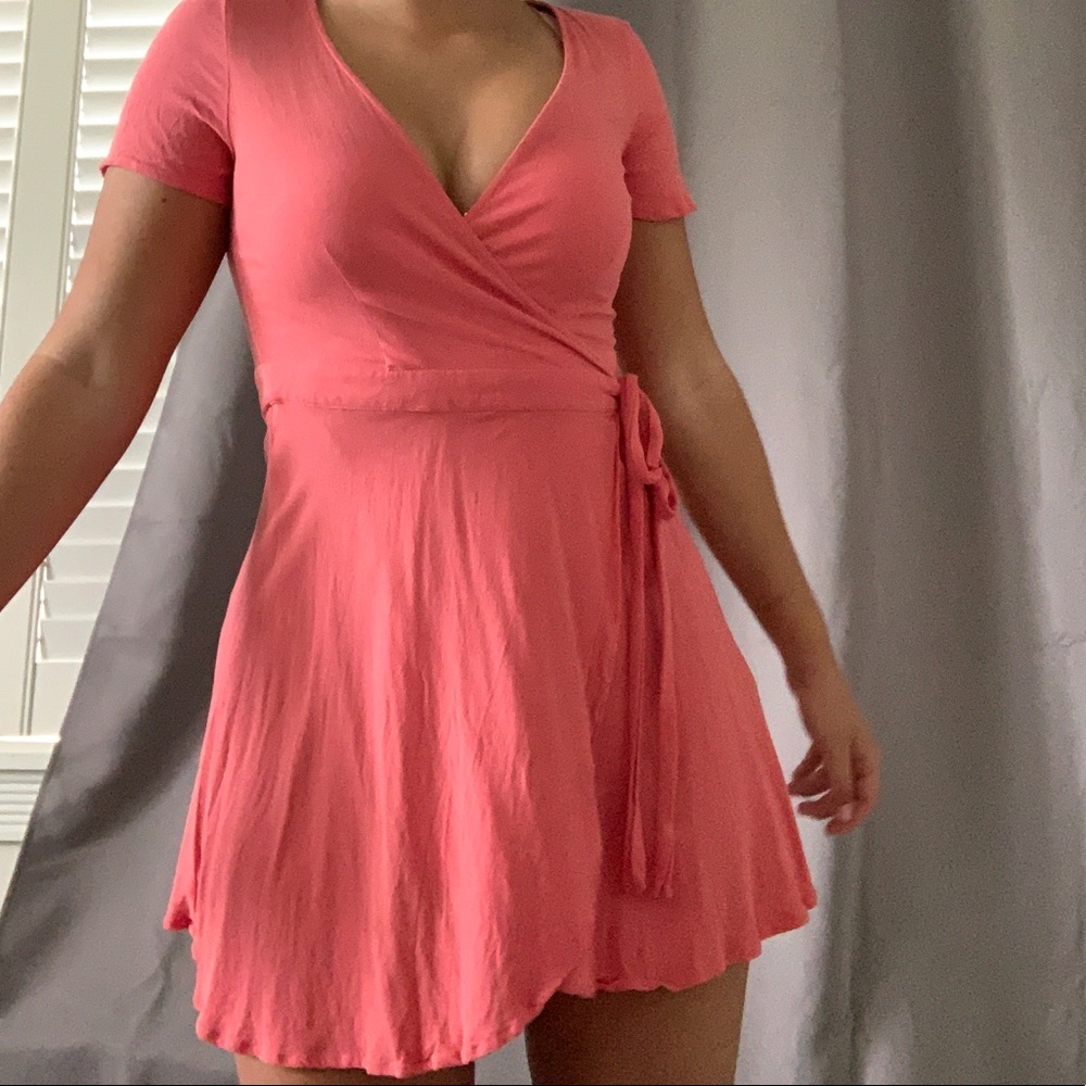 Pink wrap dress